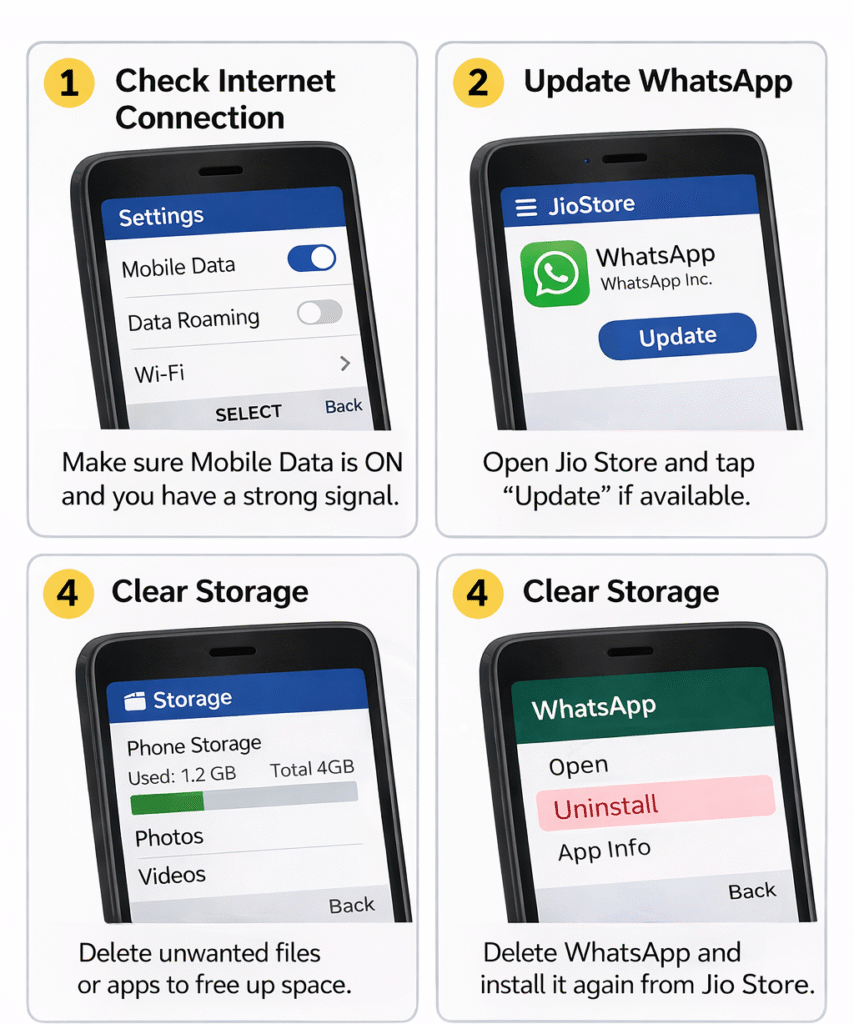 Jio Phone WhatsApp Not Working? Fix Login, OTP & Update Issues (2026 Guide) 2 Jio Phone WhatsApp Not Working? Fix Login, OTP & Update Issues (2026 Guide)