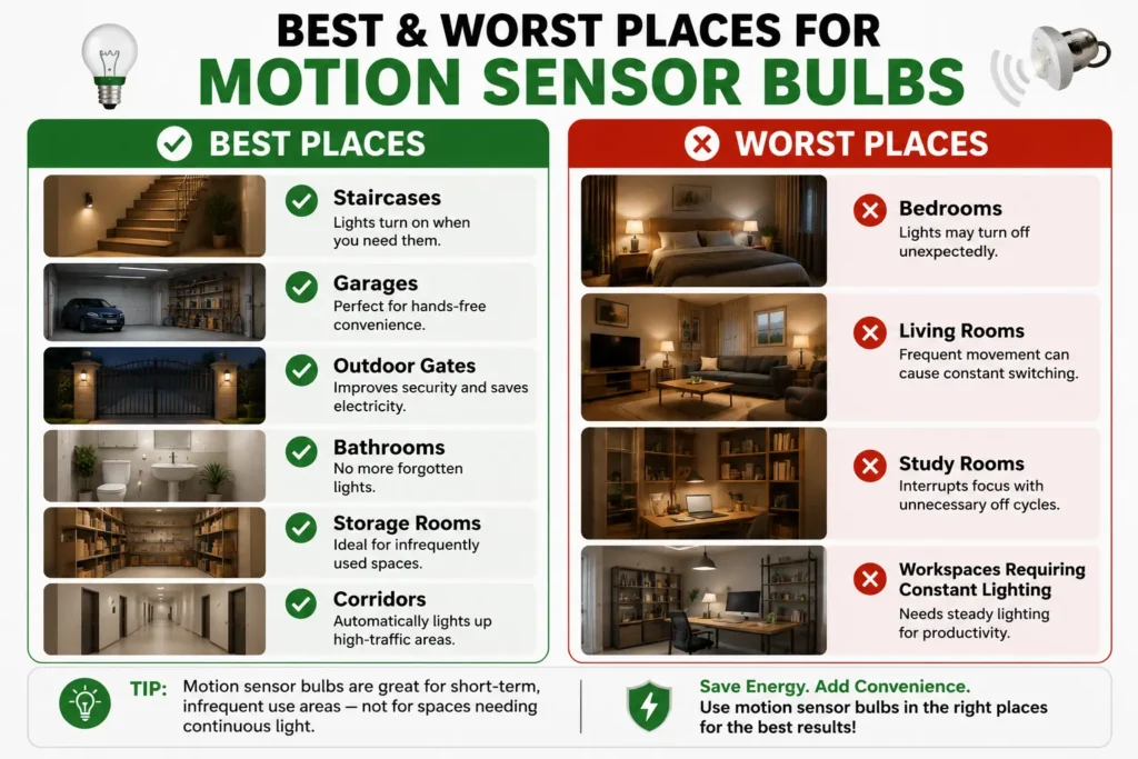 Do Motion Sensor Bulbs Save Electricity? Real Test Results 2 Best and worst places for motion sensor bulbs