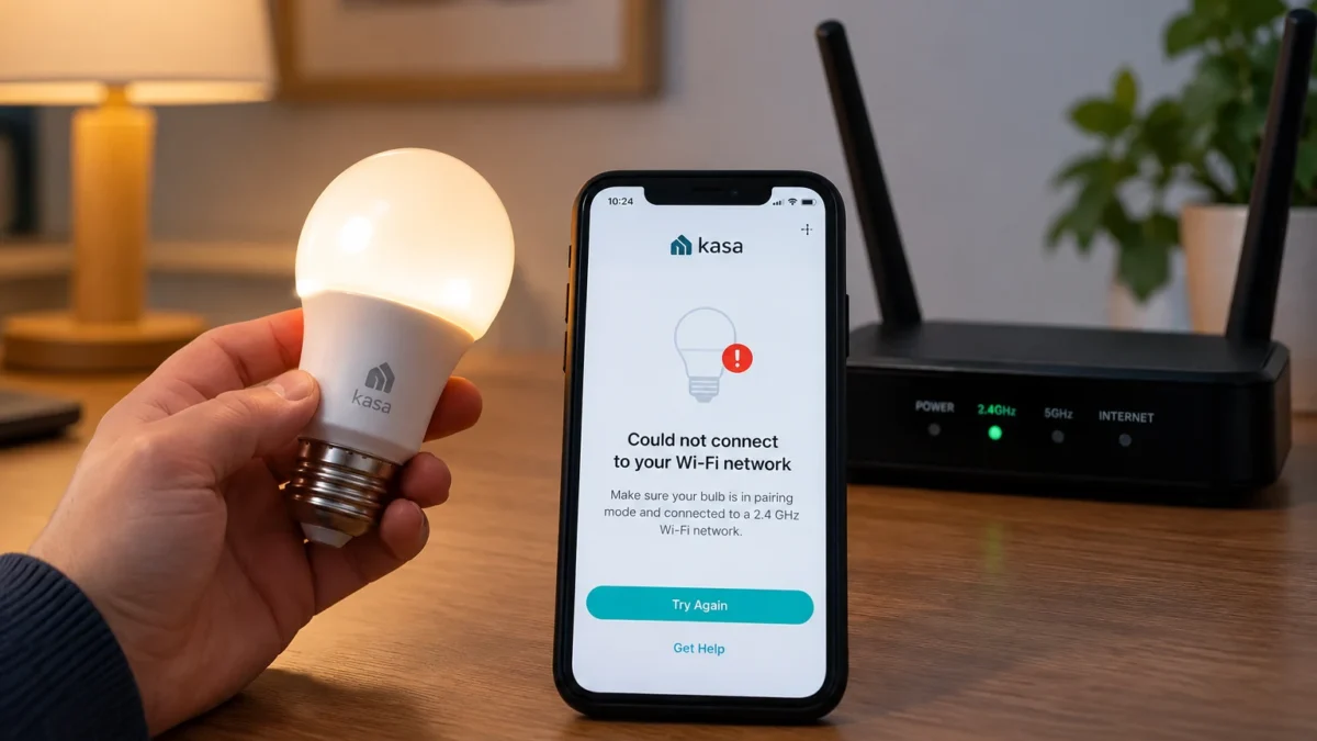 Kasa smart bulb not connecting to WiFi